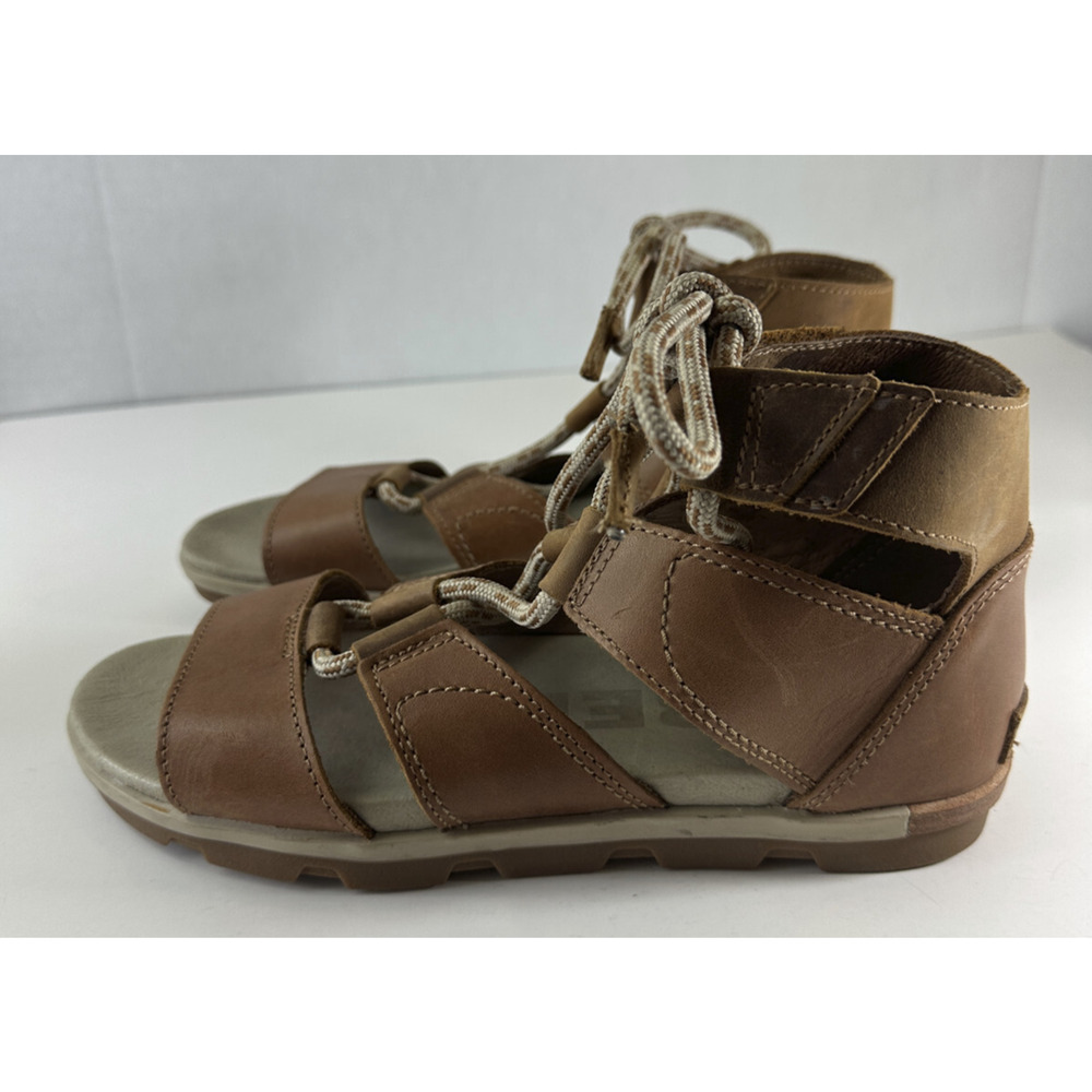 Sorel Torpeda II Lace Up Gladiator Sandals Camel Brown Strappy Leather Size 9 - Picture 8 of 12